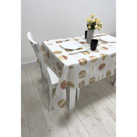 Milestock Meiwa Organdy 137 cm, roll 20 m, drawing "Beige circles"-2
