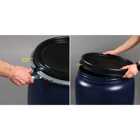 Food barrel, 127 l, with a lid, blue, Open top-3