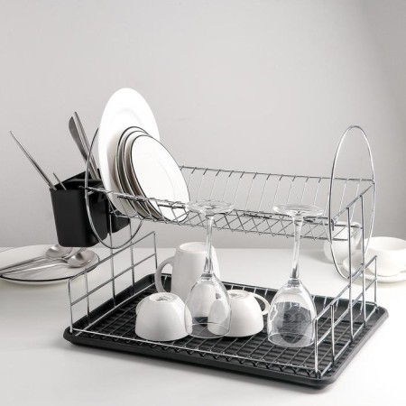 2-tier dishes dryer, 39 × 30 × 32.5, black color