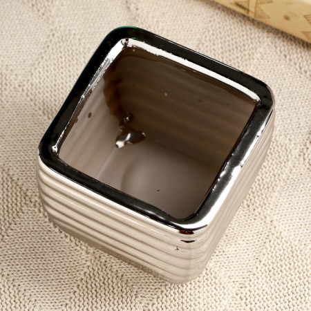 Kashpo "Strape" silver, 10x10x8.5cm-2