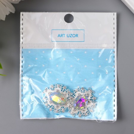 Decor for creativity Metal "Medallion Patal" pearl crystal 2.6x2.4 cm-3