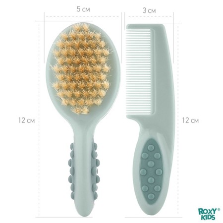Children's brush with a comb, green color-5