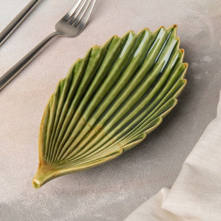 Ceramic serving dish "Dender", 21 × 10 × 4 cm, green color-1