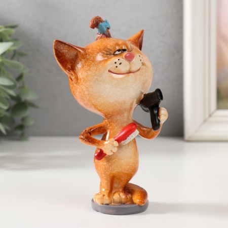Souvenir Polystone Lac "cat hairdresser" 8x7.2x13.5 cm-1