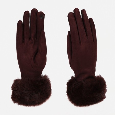 Gloves are female, dimensionless, without insulation, brown color