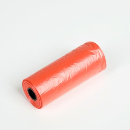 Container-button with cleaning bags (roll 15 bags 29x21 cm), red-1