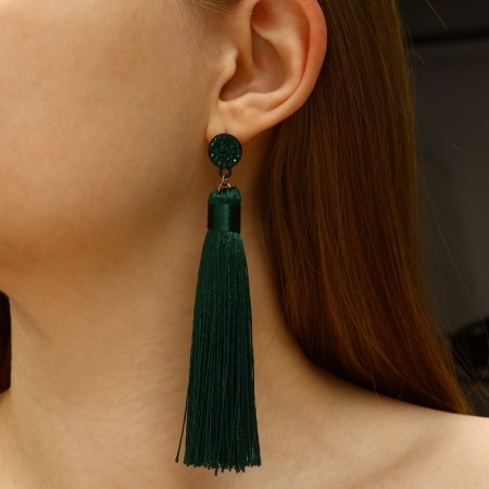 Earrings "Brushes" harmony, emerald color, l brush 8.5 cm-3