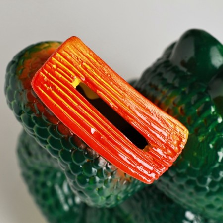 New Year. Symbol 2025. Piggy bank "Snake with a bill" 20x16cm, green-3