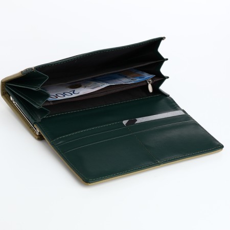 Women's wallet on magnets, green color-4