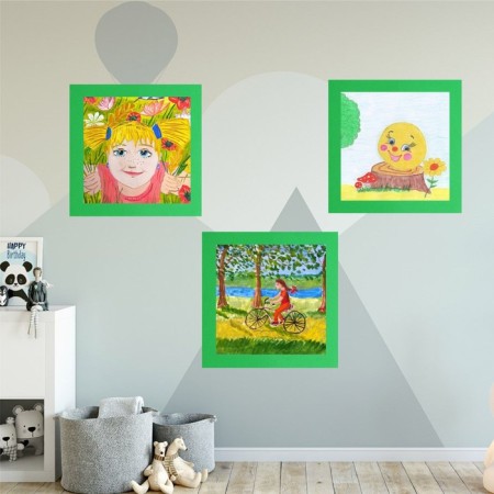 Paspartt frame size 30 × 30 cm, transparent sheet, adhesive tape, green color-4