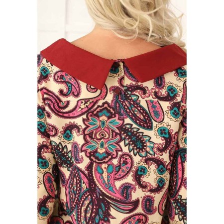 Female blouse, size 42, burgundy color-14