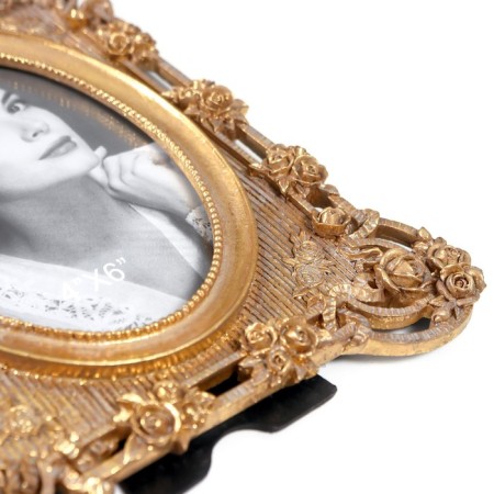 Photo frame Polystone 10x15 cm "Flowering of roses" gold 18x25 cm-3