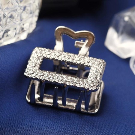 Hair crab "Golda" straight, 2.5 cm, silver-1