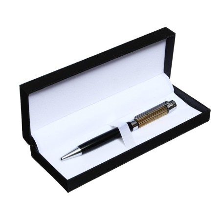 Ball Gift Handle in Callegrata "VIP" artificial leather case, rotary, black case with silver inserts