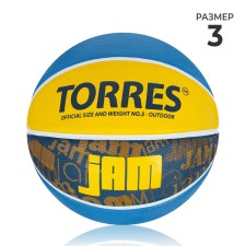 Мяч баскетбольный TORRES Jam, B02043, резина, клееный, 8 панелей, р. 3