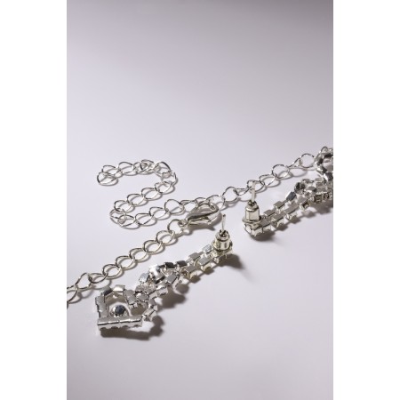 Set 2 objects: earrings, Knock "Shine" Laurie, white color in silver, 45 cm-1