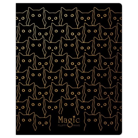 Notebook of 48 sheets in the Meshu Black Cat cage, cover coated cardboard, matte lamination, foil embossing, offset block, mix-7