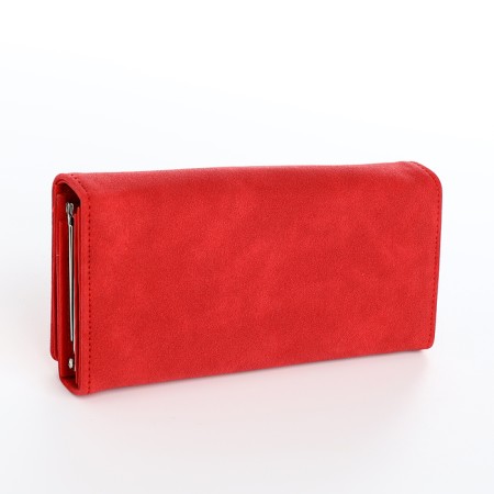 Women's wallet on the button, red color-1