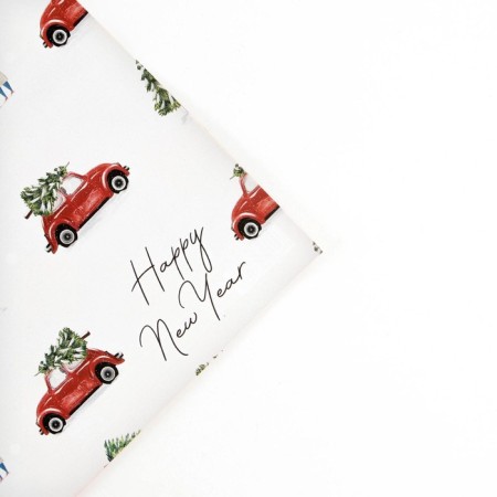 Paper packing glossy bilateral "New Year's machines", 70 x 100 cm, New Year-4
