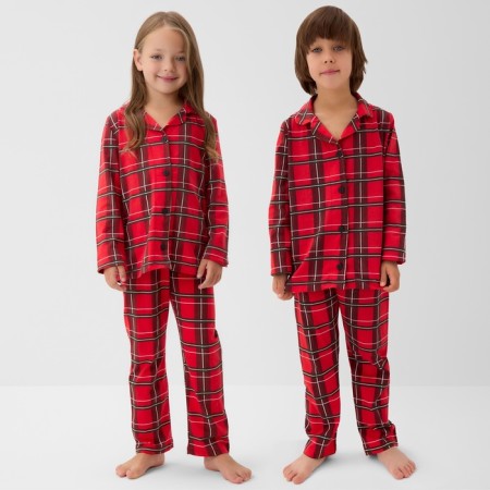 New Year. Pajama Children's kaftan "cell" size 34 (122-128 cm)