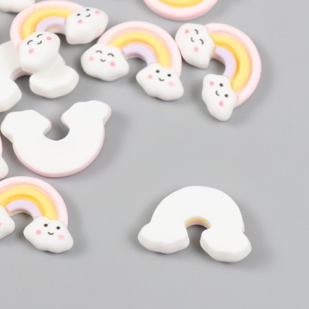 Decor for creativity Plastic "Rainbow in Funny Clouds" 2.6x1.7 cm-1