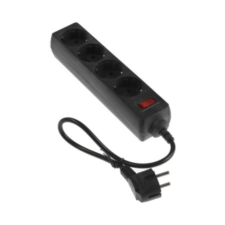 Luazon Lighting network filter, 4 sockets, 0.5 m, 2200 W, 3 x 0.75 mm2, 10 A, 220 V, black-1