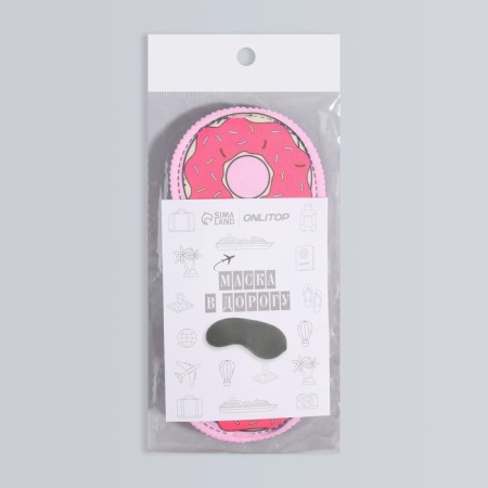 Sleep mask "Donuts" 19.5 × 8.5 cm, elastic band is single, pink color-5