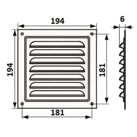 Ventilation grate Zein Lux RM1919sk, 190 x 190 mm, with a grid, metal, clone bone-6