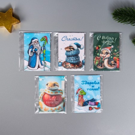 A set of postcards with the seeds "grow itself" "Happy New Year" snakes 5*7cm-5