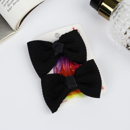 Hair clip "Schoolgirl" (set 2 pcs) texture, 6 cm, black-2