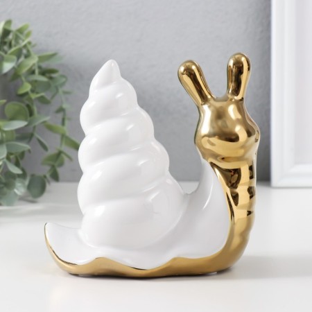 Souvenir Ceramics "Snail" gold with white 13.5x6.5x13.5 cm