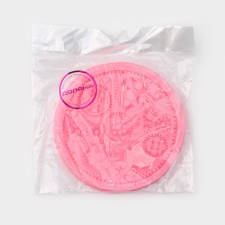 Mold Dolyana "gears", silicone, 10.5 × 10.5 cm, pink color-6