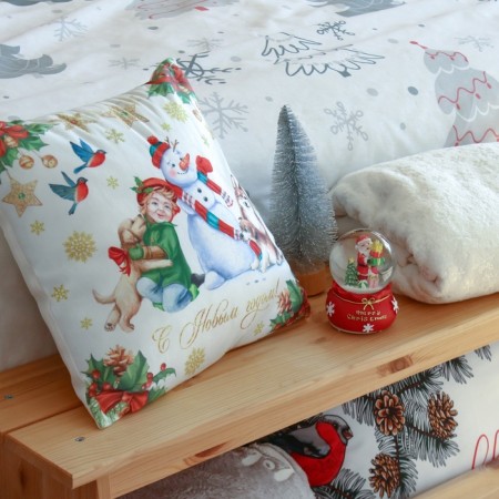 New Year. Ethel pillow Happy New Year, 40*40 cm, velor, 100% p/e