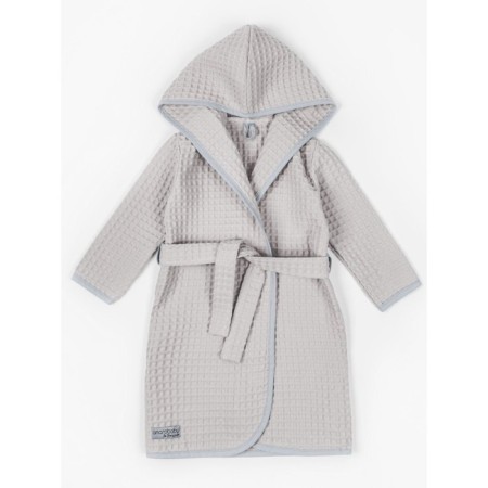 Халат детский с капюшоном Amarobaby Waffle, рост 98-104 см, цвет серый-6