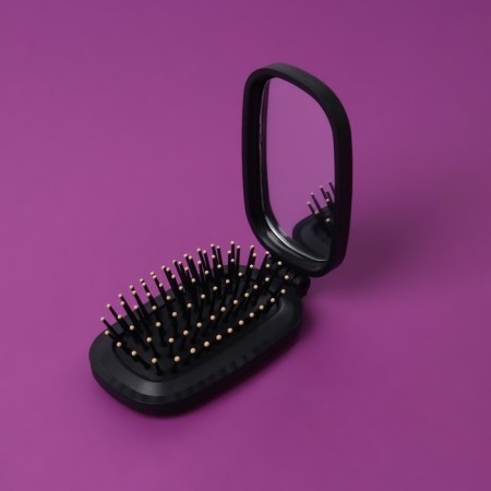 The comb is massage, folding, mirror, 9.5 × 5.5 cm, black color-5