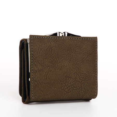 Women's wallet on the button, khaki color-1