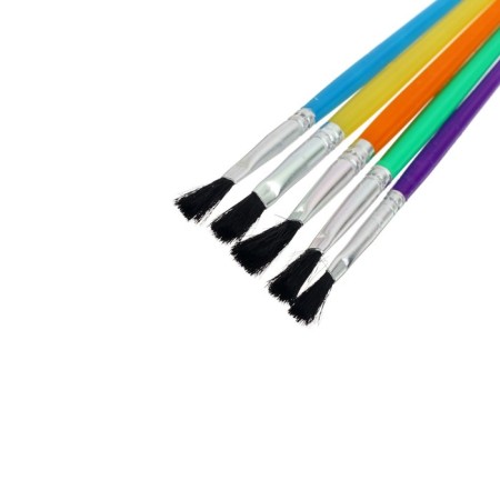 A set of brushes nylon 5 pieces, flat, with plastic colored handles-3