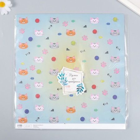 Scrapbooking paper "kittens" density 180 g 30.5x32 cm-3