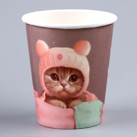 A single -single -paper cup "cat", meow, 250ml-3