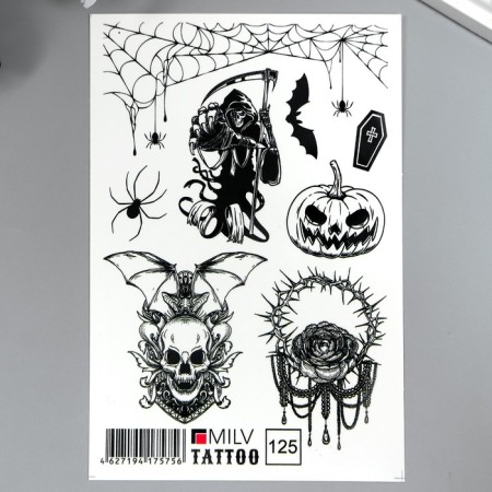 Tattoo on the body "Real horror" 10x15 cm