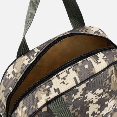 Cosmetic bag on a zipper, with a grid, khaki color/gray-2