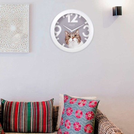 Wall clock, series: animal world, "cat", d = 29 cm, white rim-3