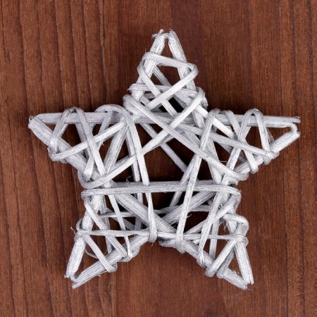 Decor for creativity from the vine "Star" set of 4 pcs., Size 1 pc. - 6.5 cm, silver color-2