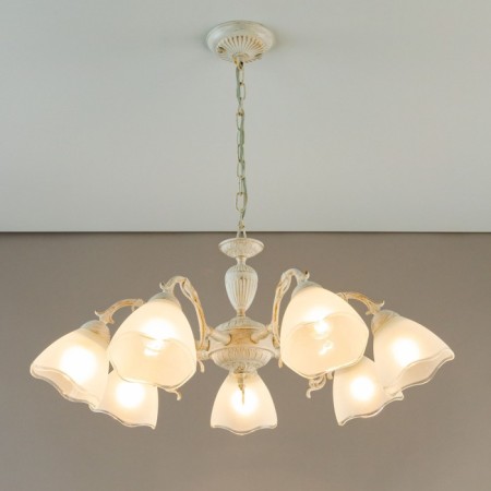Suspended chandelier Citilux "Latur" CL413270, 46x33 cm, 7x75W, E27, white color-2