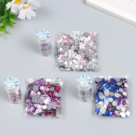 Decor "Semiobusins ​​and rhinestones. Multi -colored gradient" D = 4 mm 10 g 200 pcs 5x2.5 cm mix