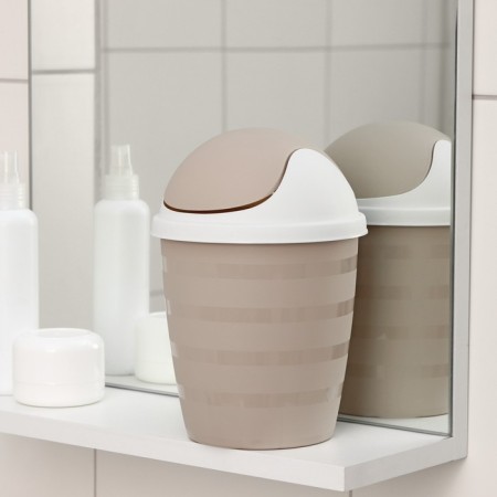 Garbage container Round Rambai, 1.5 l, beige color