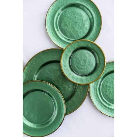 Glass dessert “Emerald”, d = 21.5 cm, green color with gold tap-6