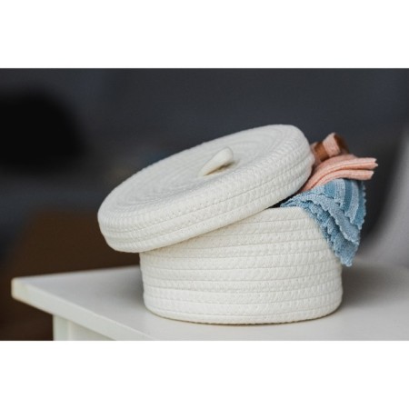 Basket for storage ladled handmade LadOM "BALL", 21 × 21 × 11 cm, beige color-7