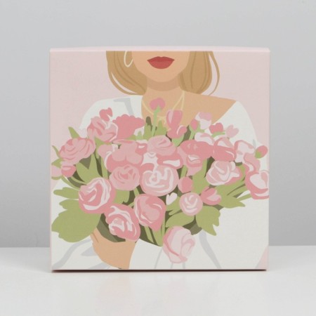 Gift folding box, packaging, "flowers", 17 x 17 x 7 cm-4