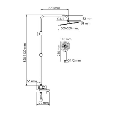 Soul system Wasserkraft a177.069.065.087.ch, tropical shower, shower, chrome-2